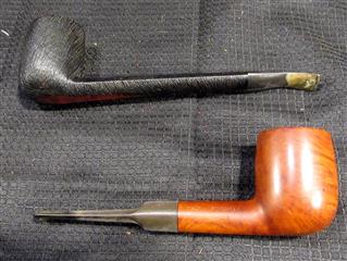LOT TEN VINTAGE WOODEN HAND CARVED SMOKING PIPES - LOT INCLUDES VARIOUS TYPES OF